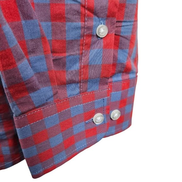 [g] George Classic Fit Button-Up Shirt Men's Size 2XL Long Sleeve Red Blue Check - Picture 8 of 10